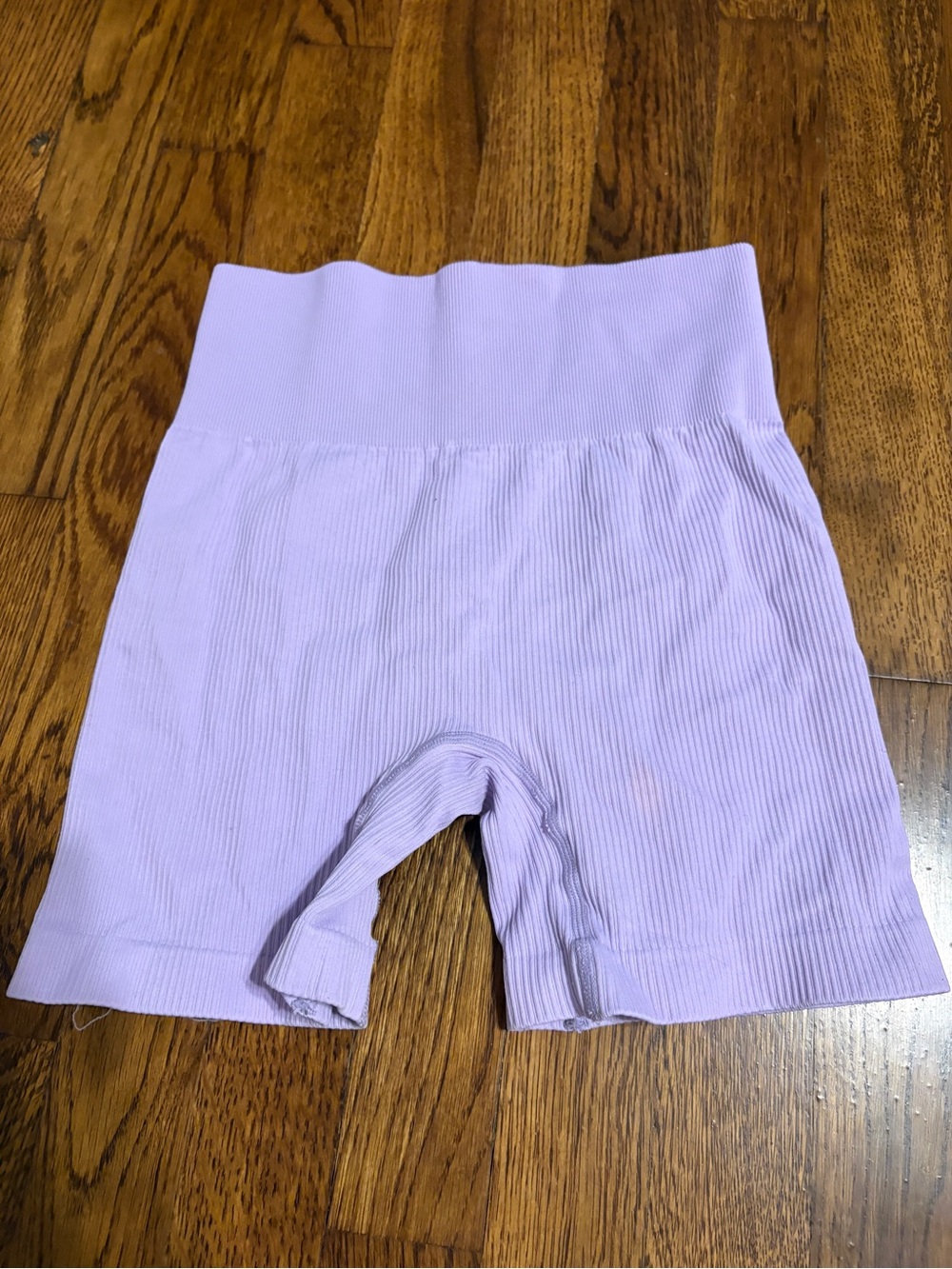 High-Waist Ribbed Lavender Bike Shorts for Women